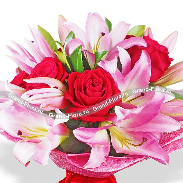 Леди совершенство - букет из роз и лилии